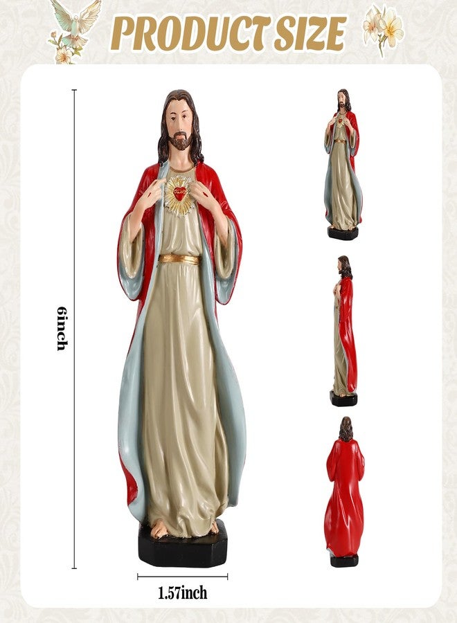 TALPGOD Sacred Heart of Jesus Statue,6 Inch Jesus Christ Figurines Statue Catholic Altar Home Decor,Sagrado Corazón De Jesus-Estatua Hand Painted Renaissance Sculpture Collection - Image 2